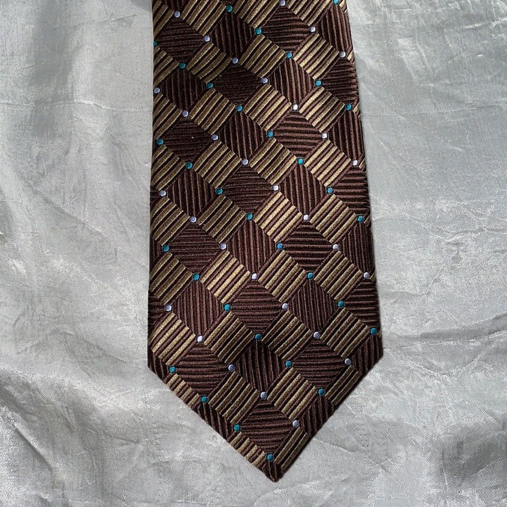 Private Stock brown & tan diamonds silk tie